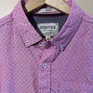 Heritage Report Collection Shirt Mens Size Medium Slim Fit Long Sleeve Pink Blue